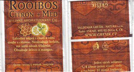 Valdemar Grešík Rooibos Citron Plus Med Saská Posunutý Tisk