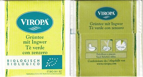 Viropa Grüntee Mit Ingwer Té Verde Con Zenzero