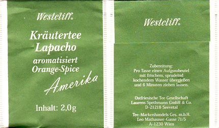 Westcliff 01215252 Kräutertee Lapacho Aromatisiert Orange Spice Amerika