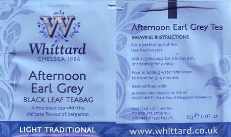 Whittard of Chelsea 03 Afternoon Earl Grey Black Leaf Teabag