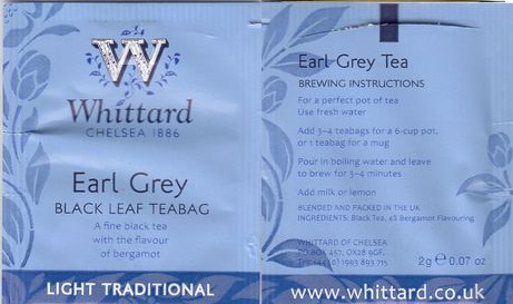 Whittard of Chelsea 03 Earl Grey Black Leaf Teabag