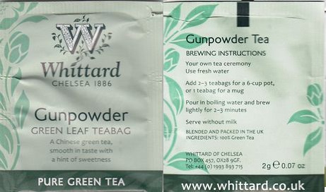 Whittard of Chelsea 03 Gunpowder Green Leaf Teabag