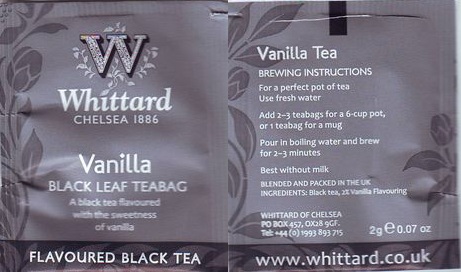 Whittard of Chelsea 03 Vanilla Black Leaf Teabag