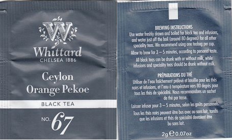 Whittard of Chelsea 05 67 Ceylon Orange Pekoe