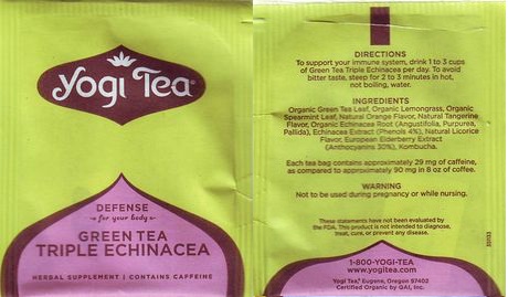 Yogi USA 351133 Green Tea Triple Echinacea