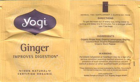 Yogi USA Ginger Improves Digestion