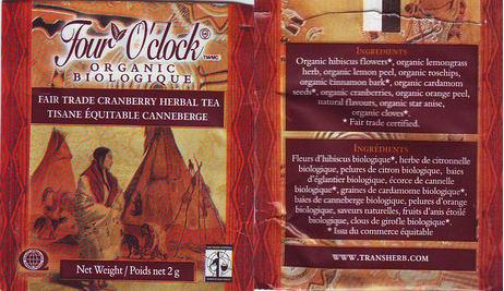 Four O’Clock Fair Trade Cranberry Herbal Tea