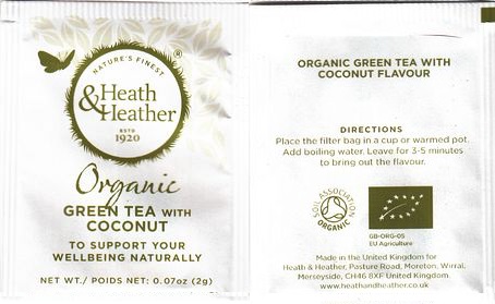 Heath & Heather 04 Organic Green Tea With Coconut