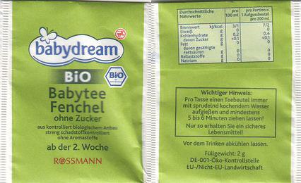 Rossmann 03212530 Babydream Bio Babytee Fenchel