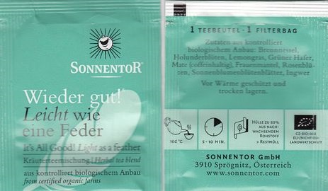 Sonnentor Wieder Gut Leicht Wie Eine Feder