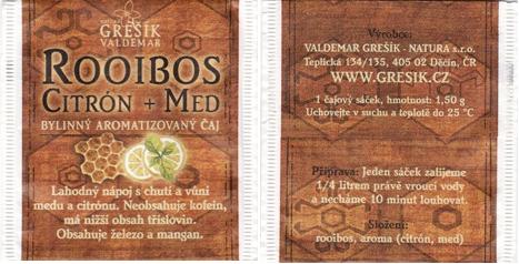 Valdemar Grešík Rooibos Citron Med Teplická