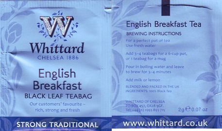 Whittard of Chelsea 03 English Breakfast Black Leaf Teabag